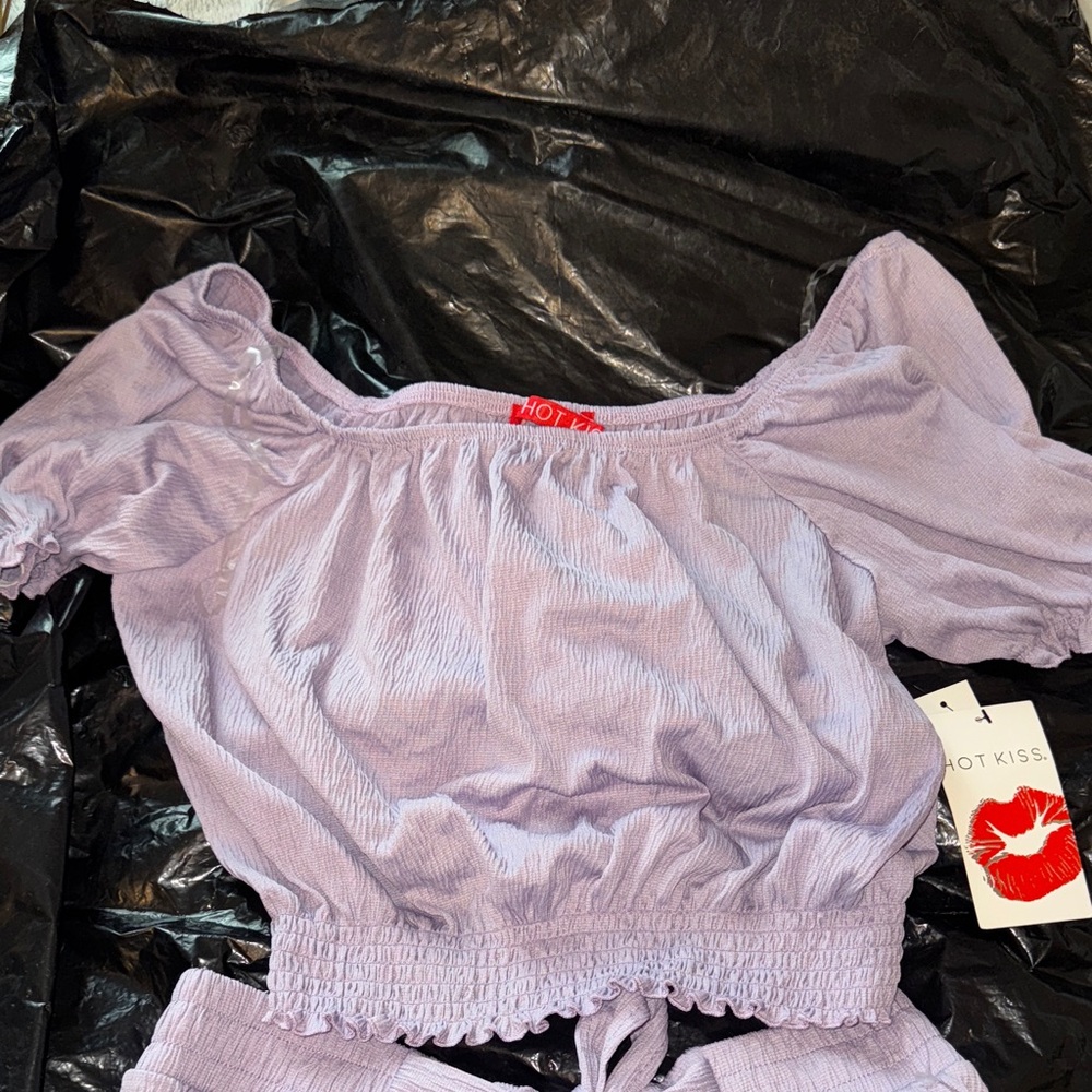 Hot Kiss Light Purple Top and Shorts Set - Picture 4 of 5